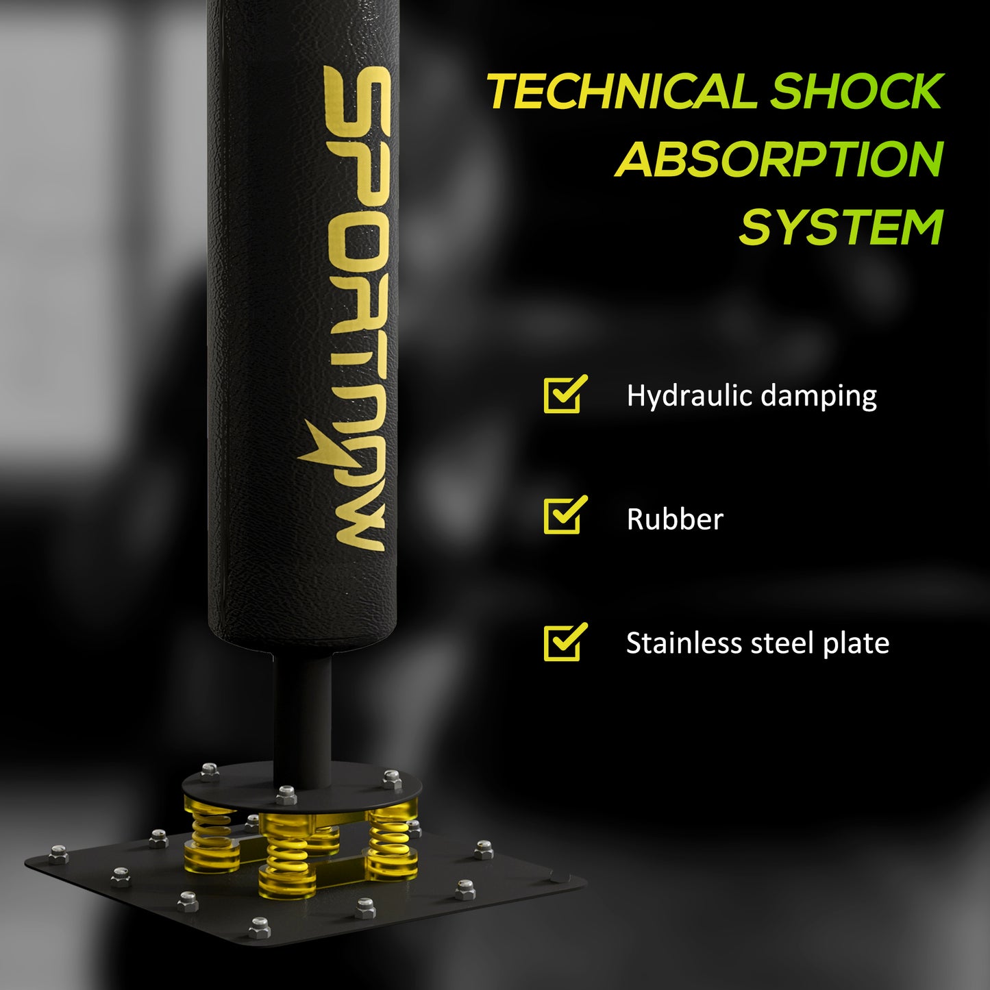SPORTNOW Boxing Bag, Freestanding Punching Bag, with Reflex Bar, Speed Balls in Black-5