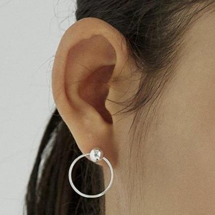 Ball with line circle earrings-4