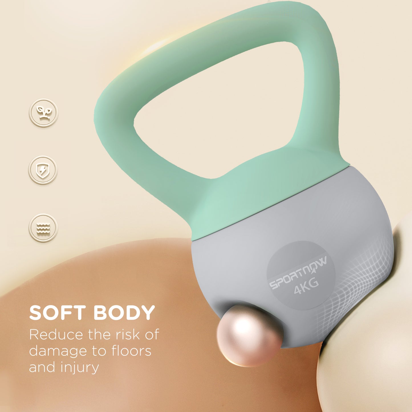 4KG Kettlebell, Soft Kettle Bell with Non-Slip Handle for Home Gym Weight Lifting and Strength Training | SPORTNOW-2