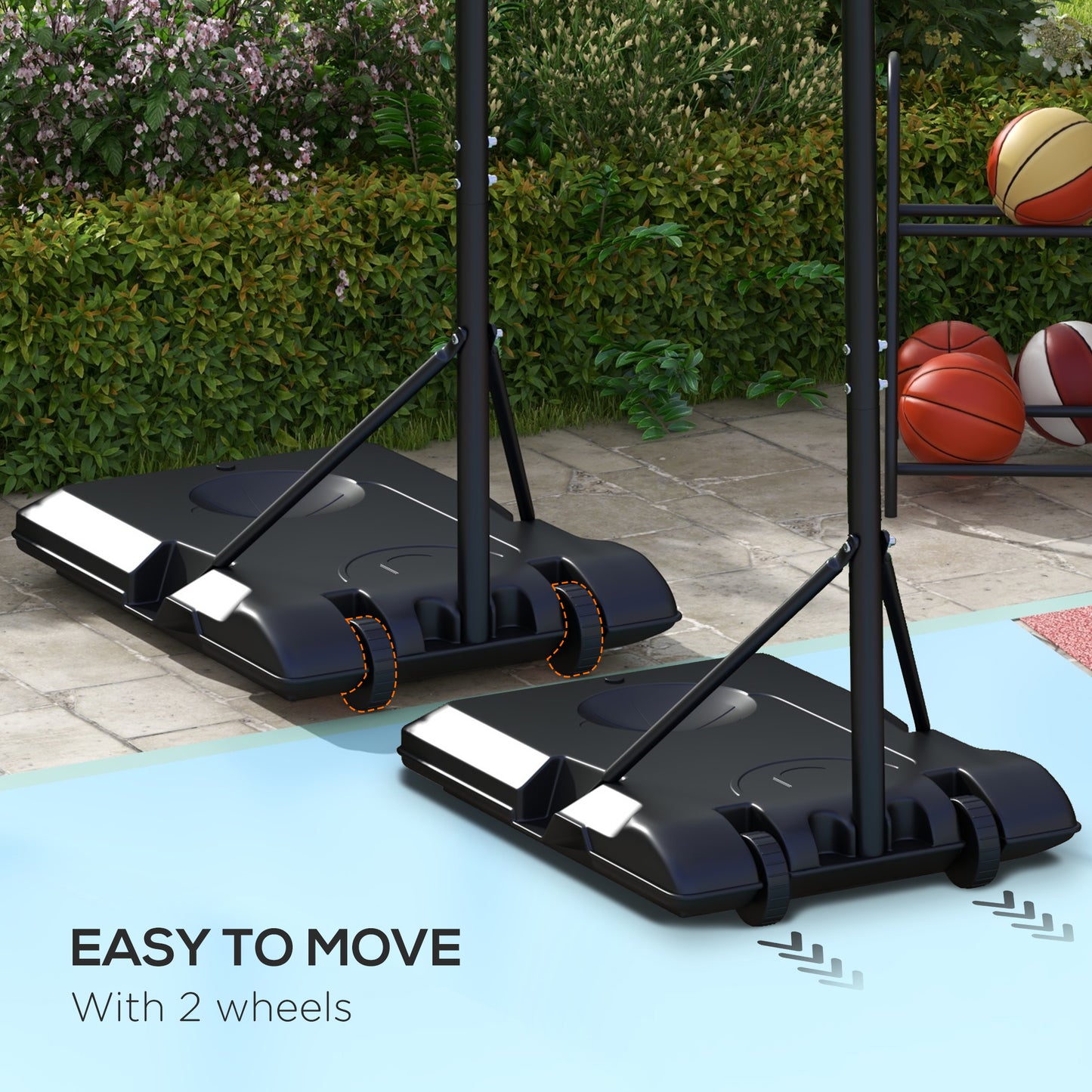 Adjustable Basketball Stand Net System, with Wheels, Enlarged Base, PE, Backboard, 179-209cm | SPORTNOW-2