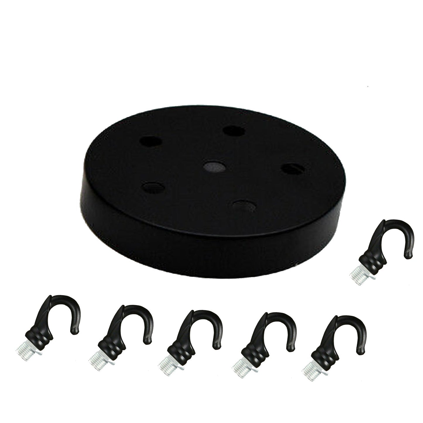 Black Ceiling Rose With Hook Pendant Light Fitting~2385-1