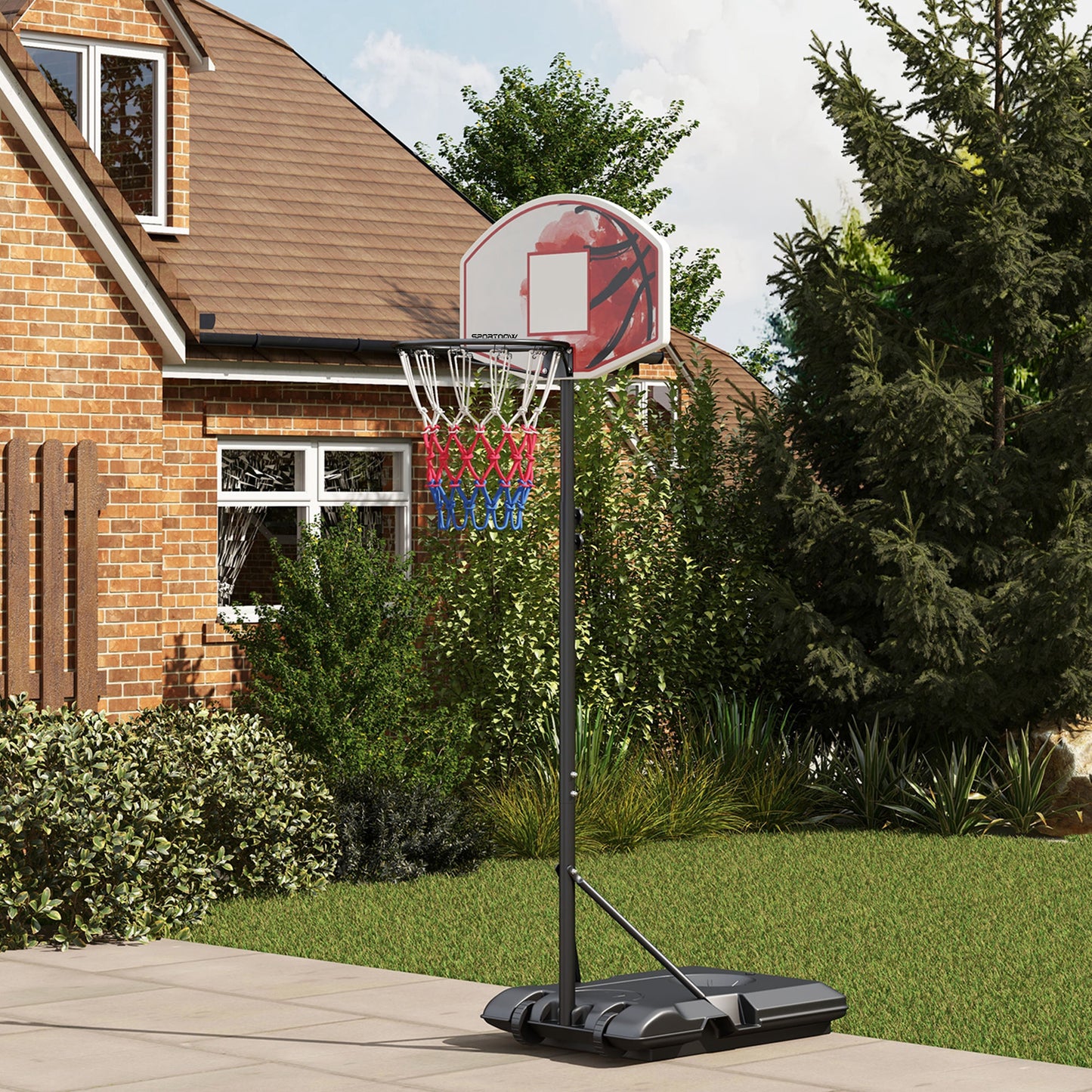 Adjustable Basketball Stand Net System, with Wheels, Enlarged Base, PE, Backboard, 179-209cm | SPORTNOW-8