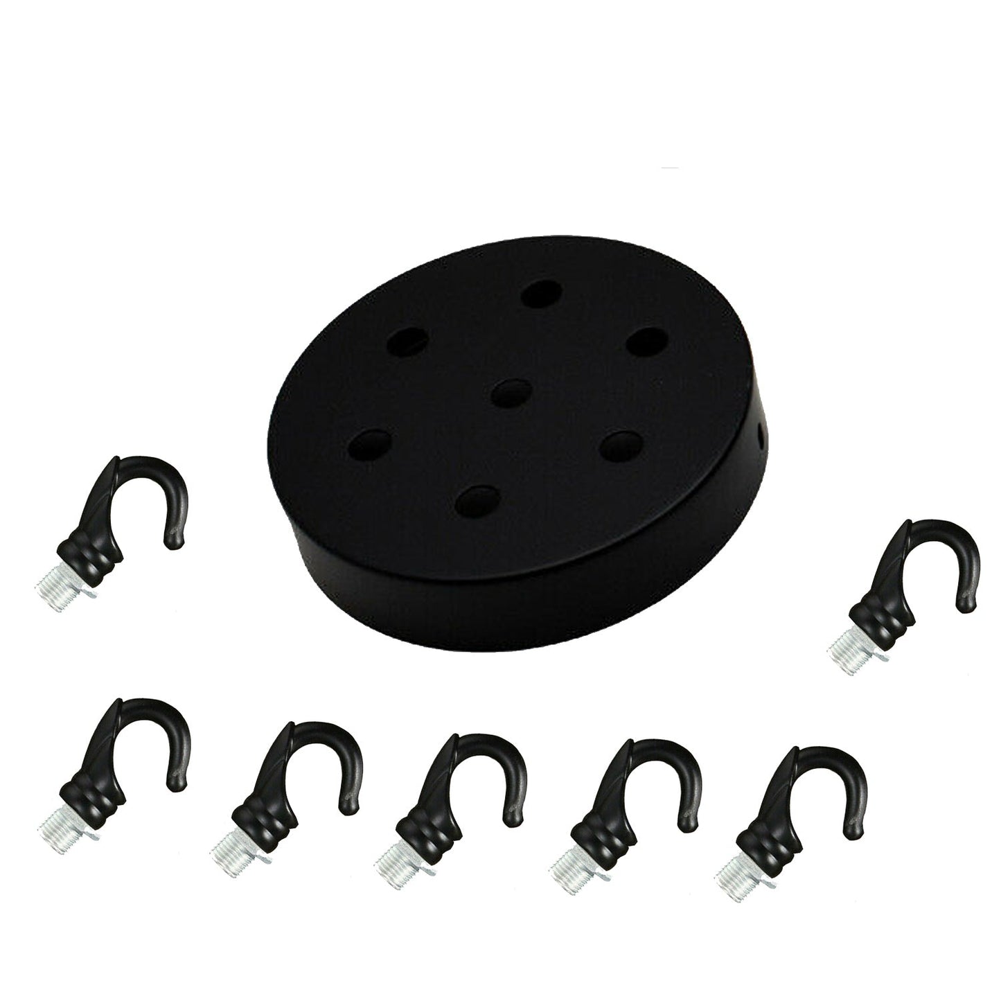 Black Ceiling Rose With Hook Pendant Light Fitting~2385-2