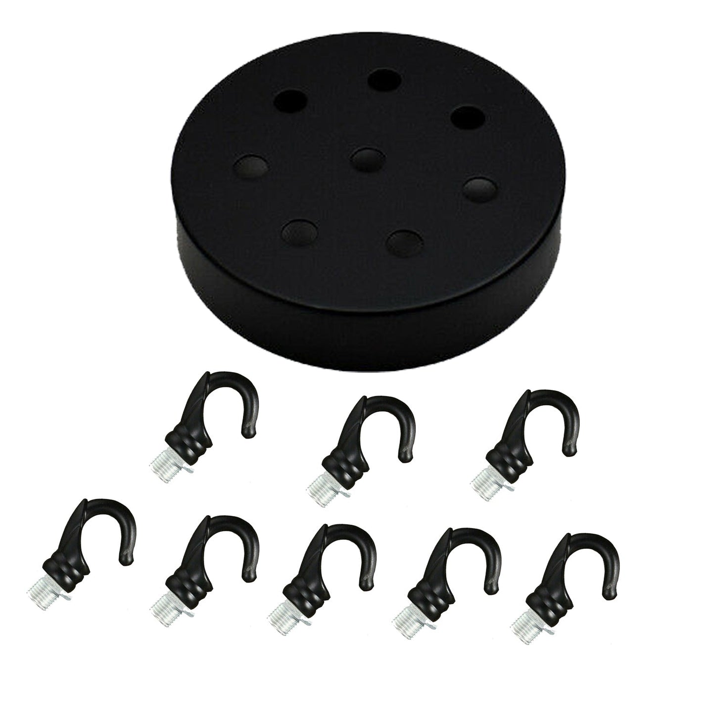 Black Ceiling Rose With Hook Pendant Light Fitting~2385-3