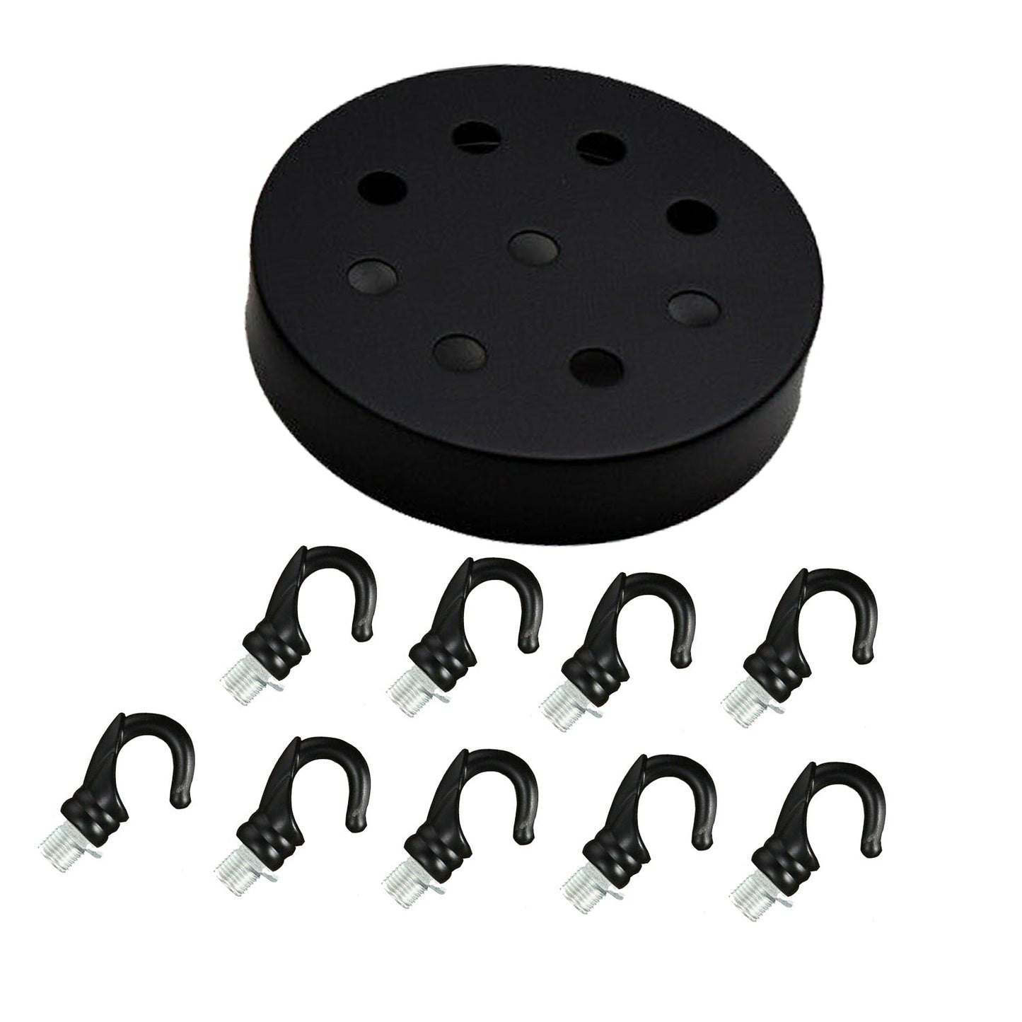 Black Ceiling Rose With Hook Pendant Light Fitting~2385-4