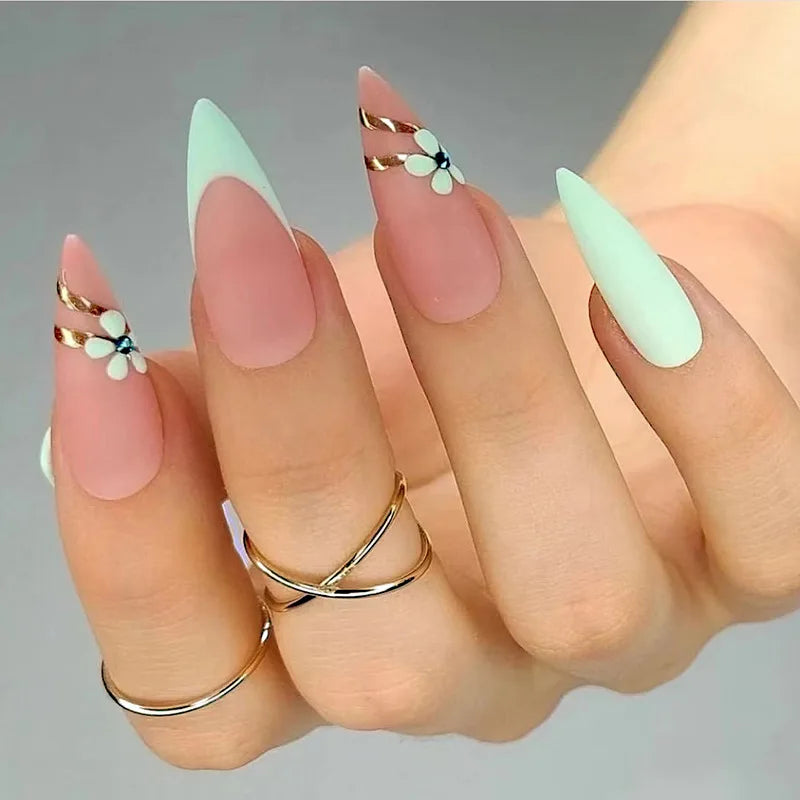 Almond Press On Nail Tips-17