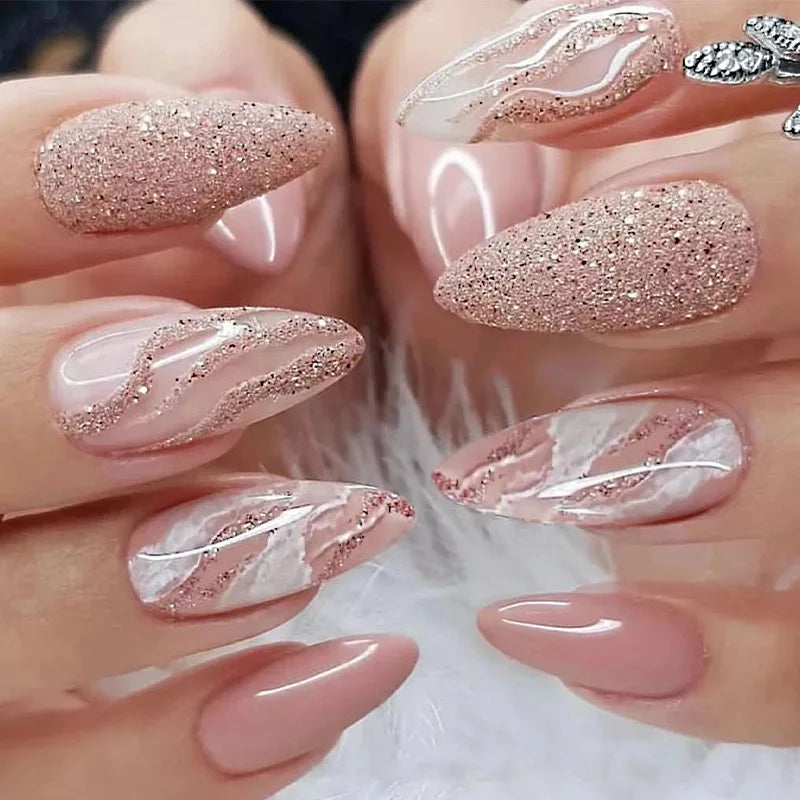 Almond Press On Nail Tips-25