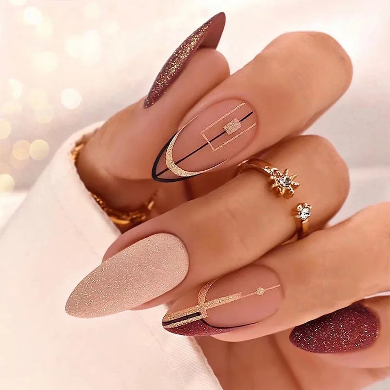 Almond Press On Nail Tips-26