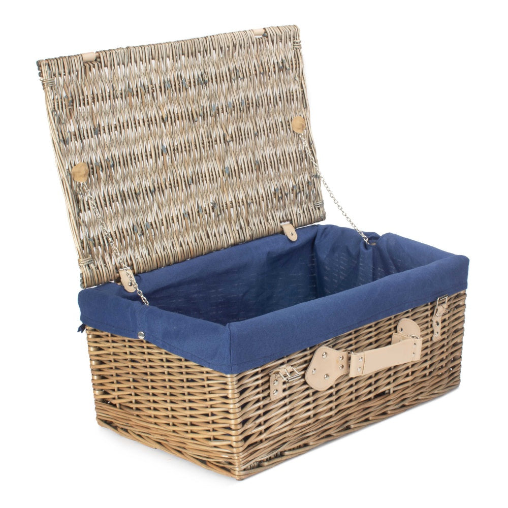 51cm Antique Wash Wicker Picnic Basket with Cotton Lining-6