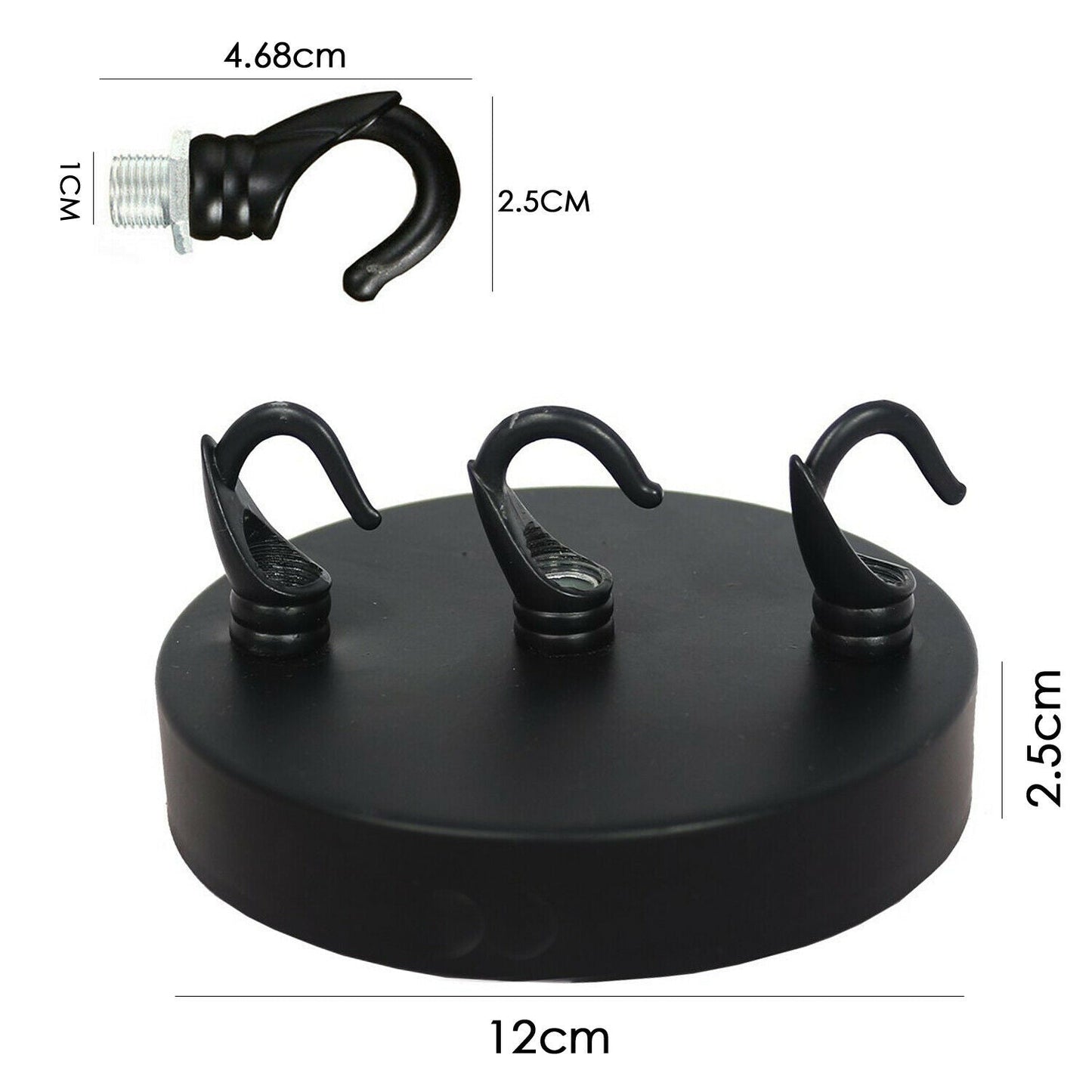 Black Ceiling Rose With Hook Pendant Light Fitting~2385-7