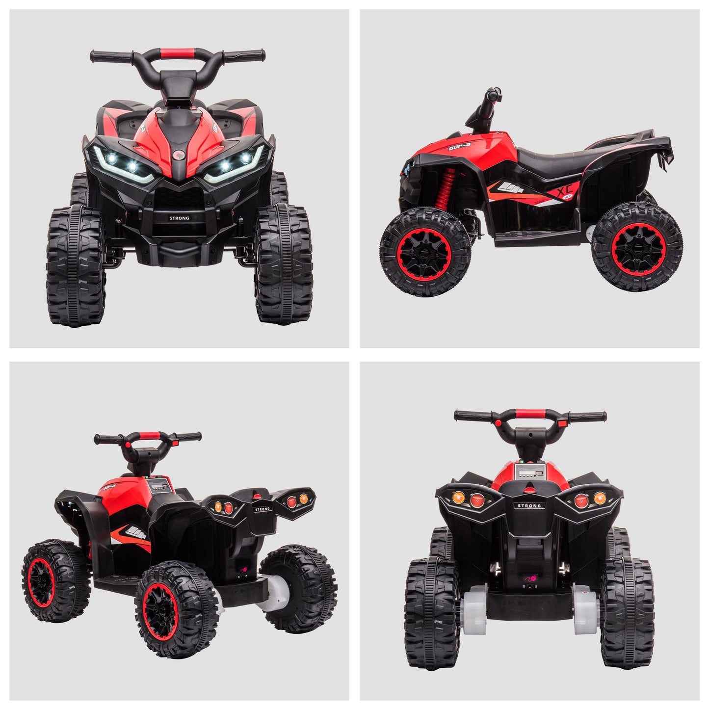 12V Ride-On Quad Bike w/ Music, Horn, for Ages 3-5 Years - Red | HOMCOM-6