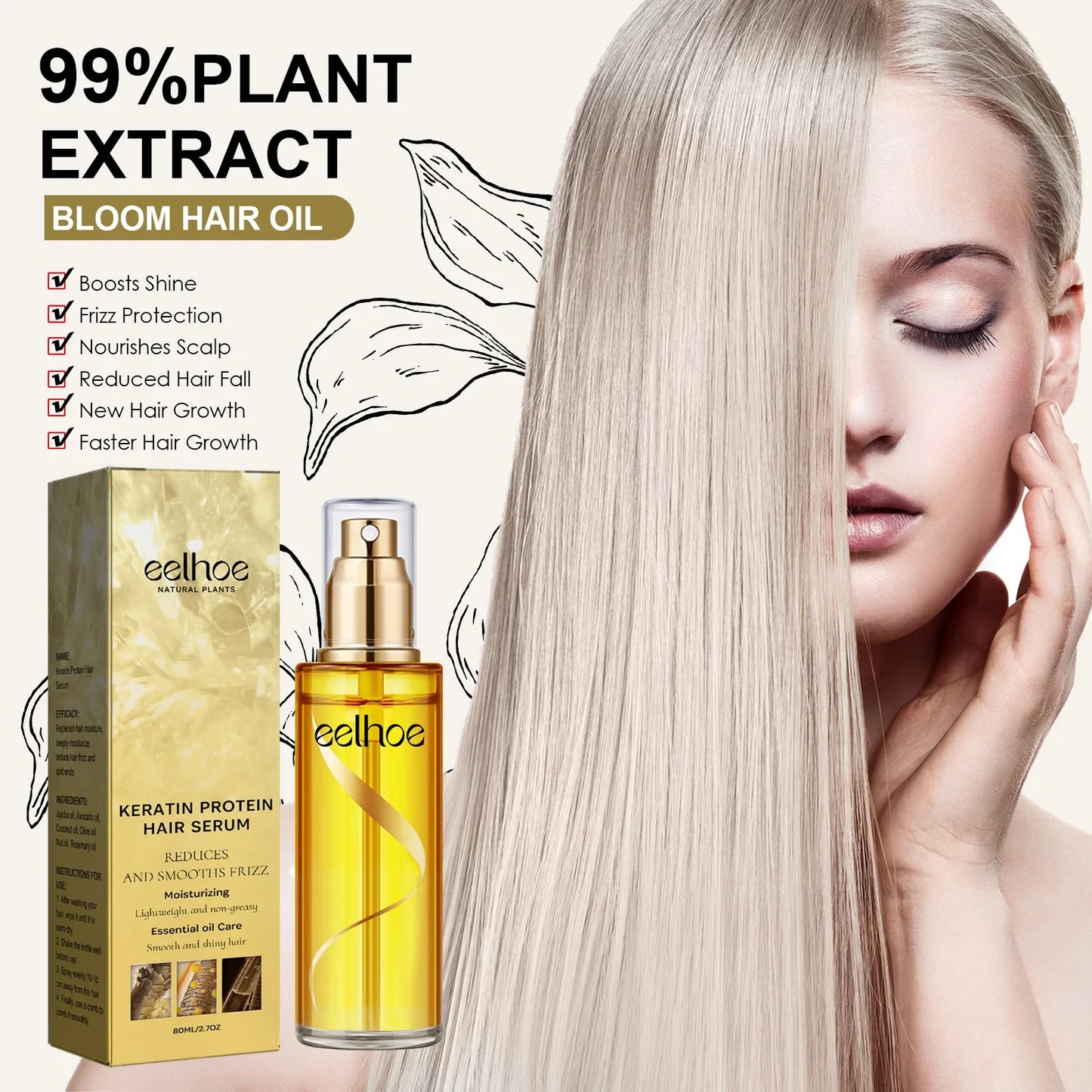 EELHOE Keratin Repair Serum Spray-4