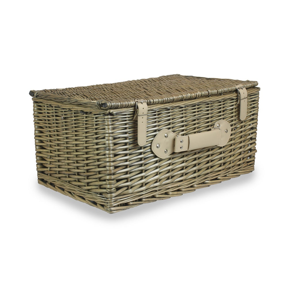 51cm Antique Wash Wicker Picnic Basket with Cotton Lining-5