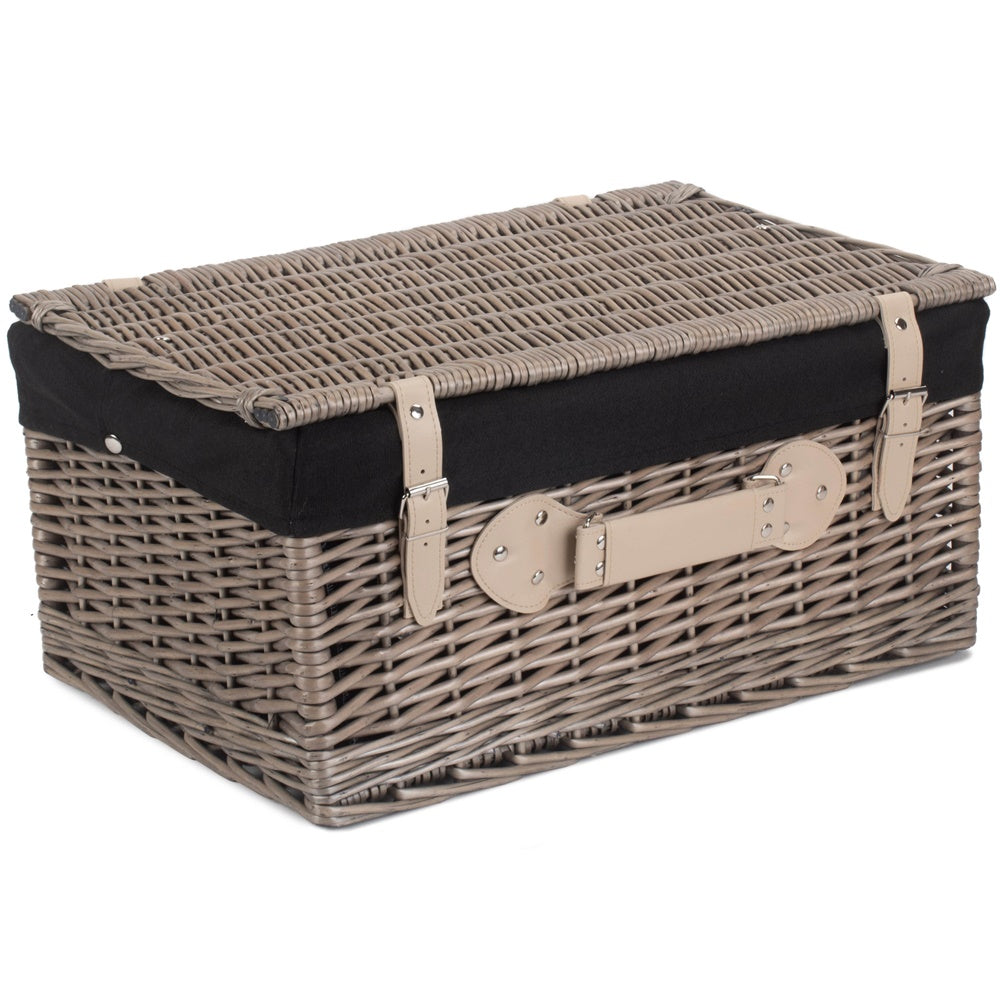 51cm Antique Wash Wicker Picnic Basket with Cotton Lining-1