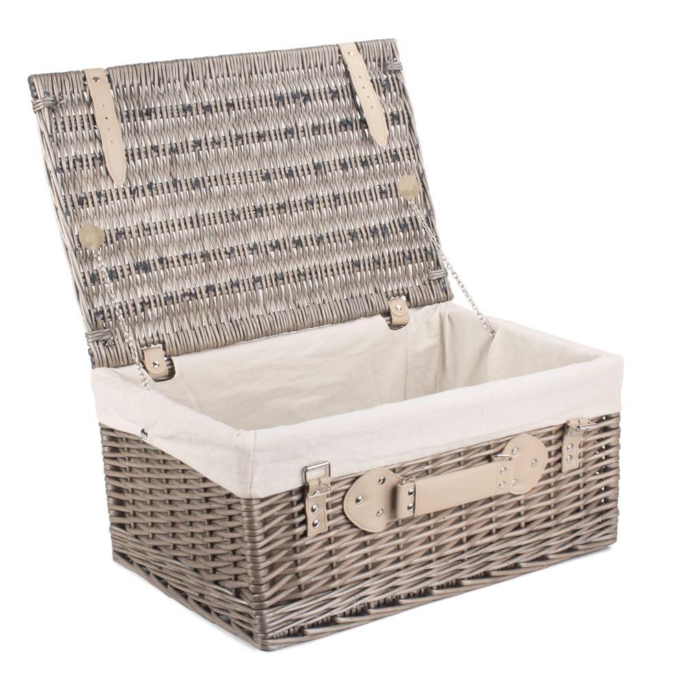 51cm Antique Wash Wicker Picnic Basket with Cotton Lining-3