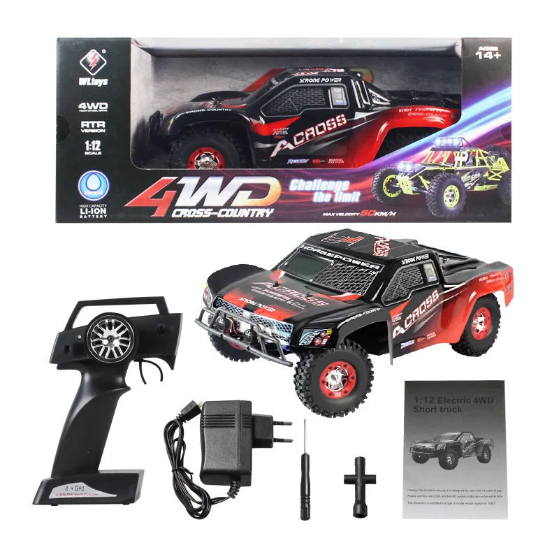 High-Speed 1:12 Off-Road Remote Control Truck - 4WD Drift Fun-4