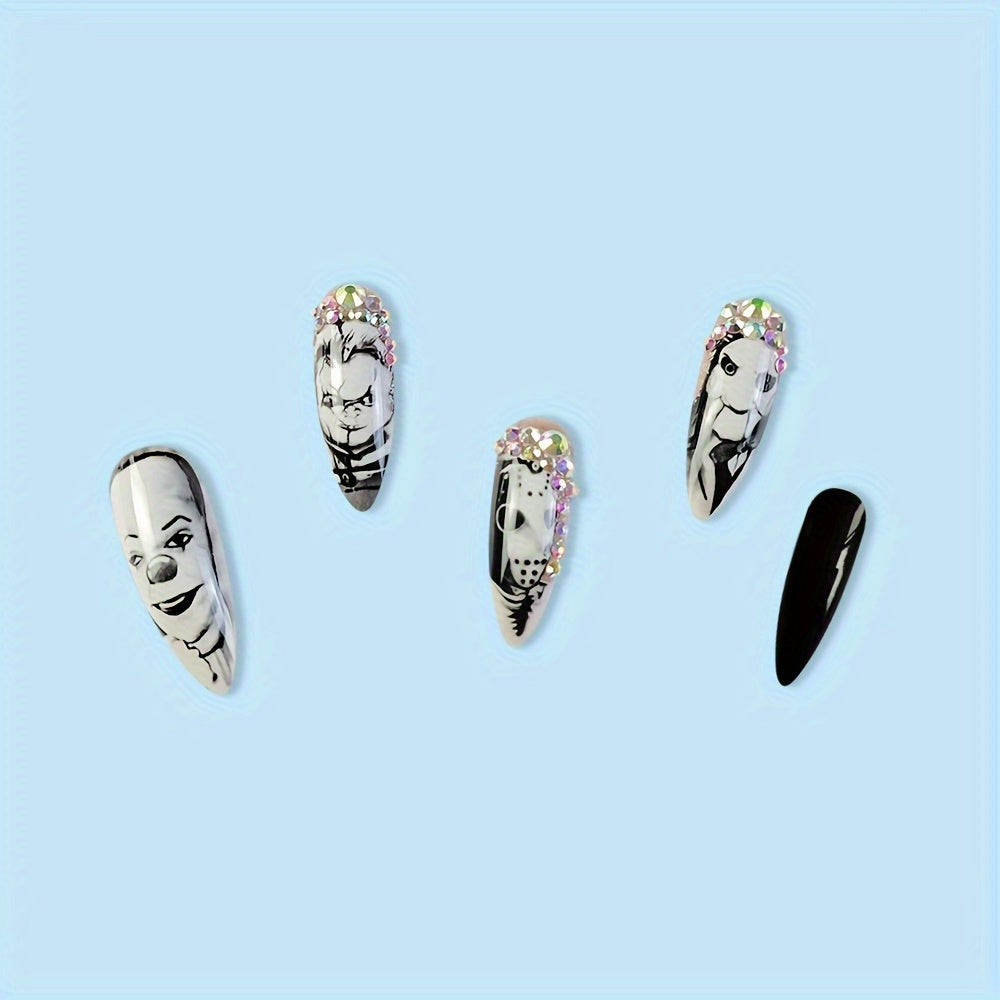 Holiday-Themed Long Almond Press-On Nails-2
