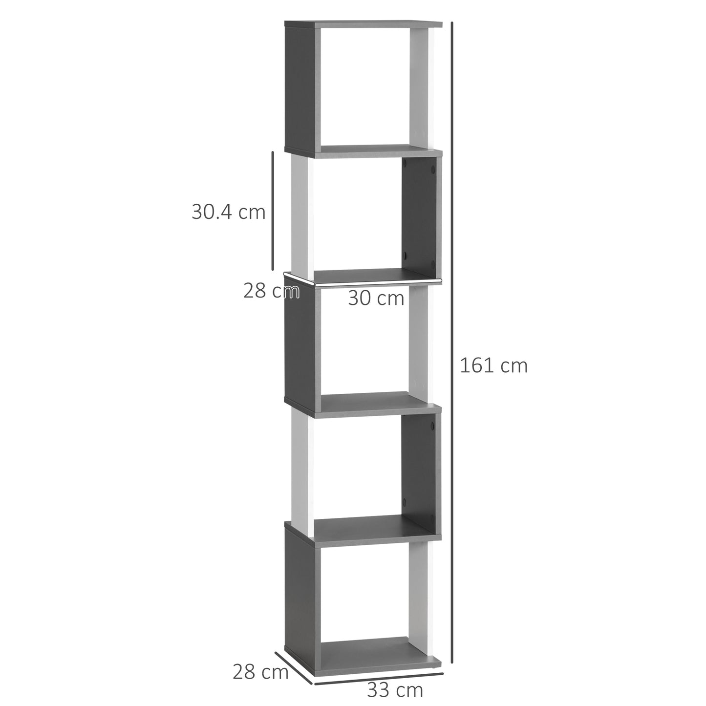 HOMCOM Modern 5-Tier Bookshelf, Freestanding Bookcase Storage Shelving for Living Room Home Office Study in Dark Grey-1