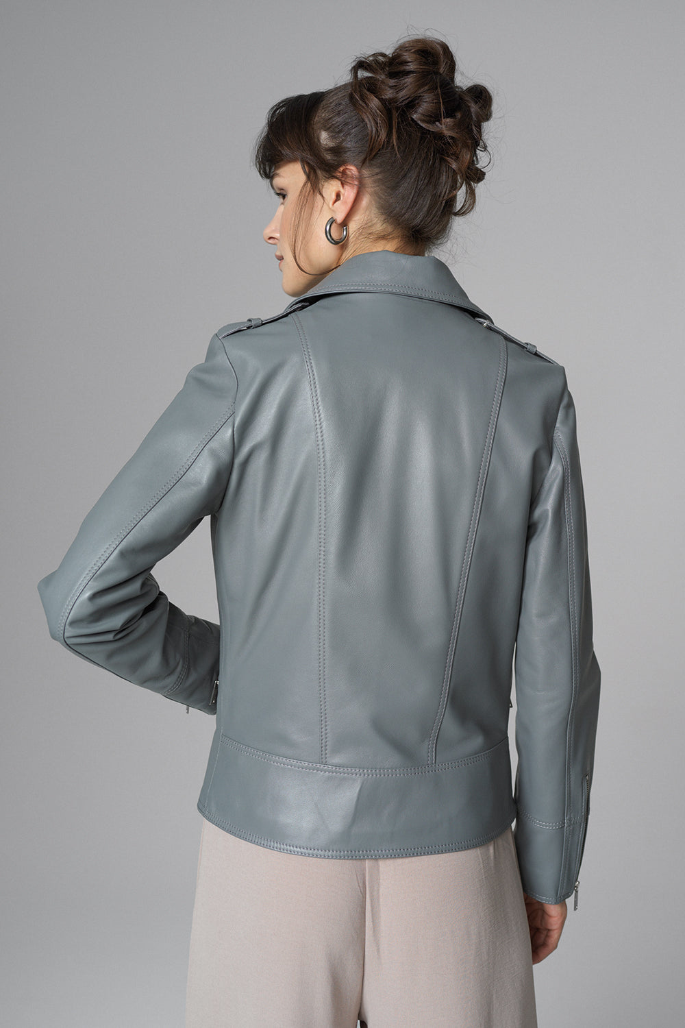 Gray Natural Leather Jacket-1