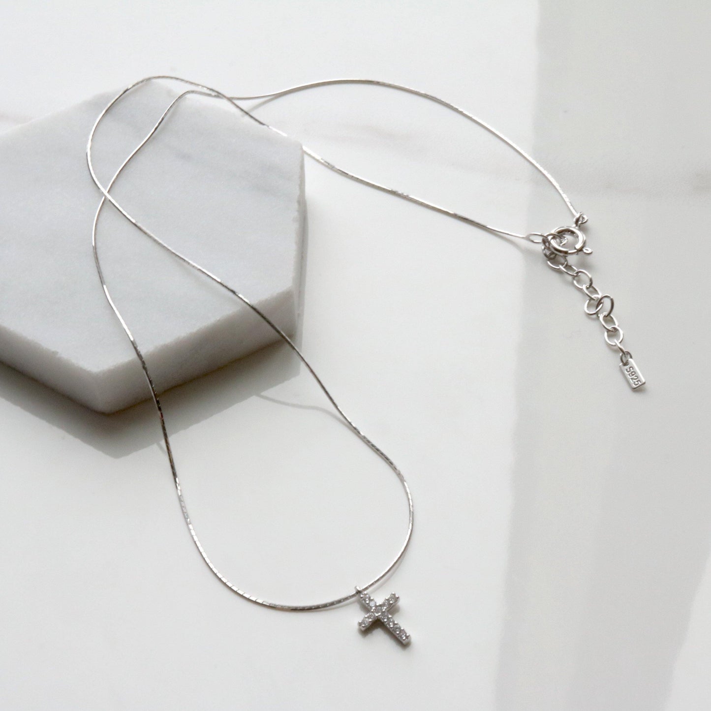 Cross pendant silk necklace-3