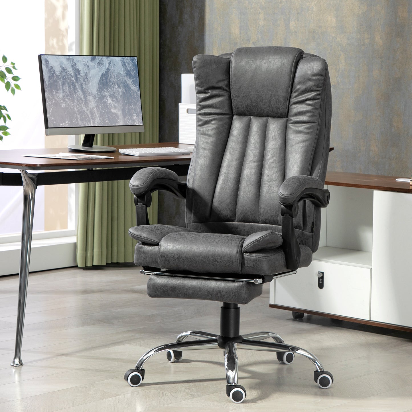 Vinsetto Six-Point Massage Chair, with Heat and Footrest in Dark Grey-8