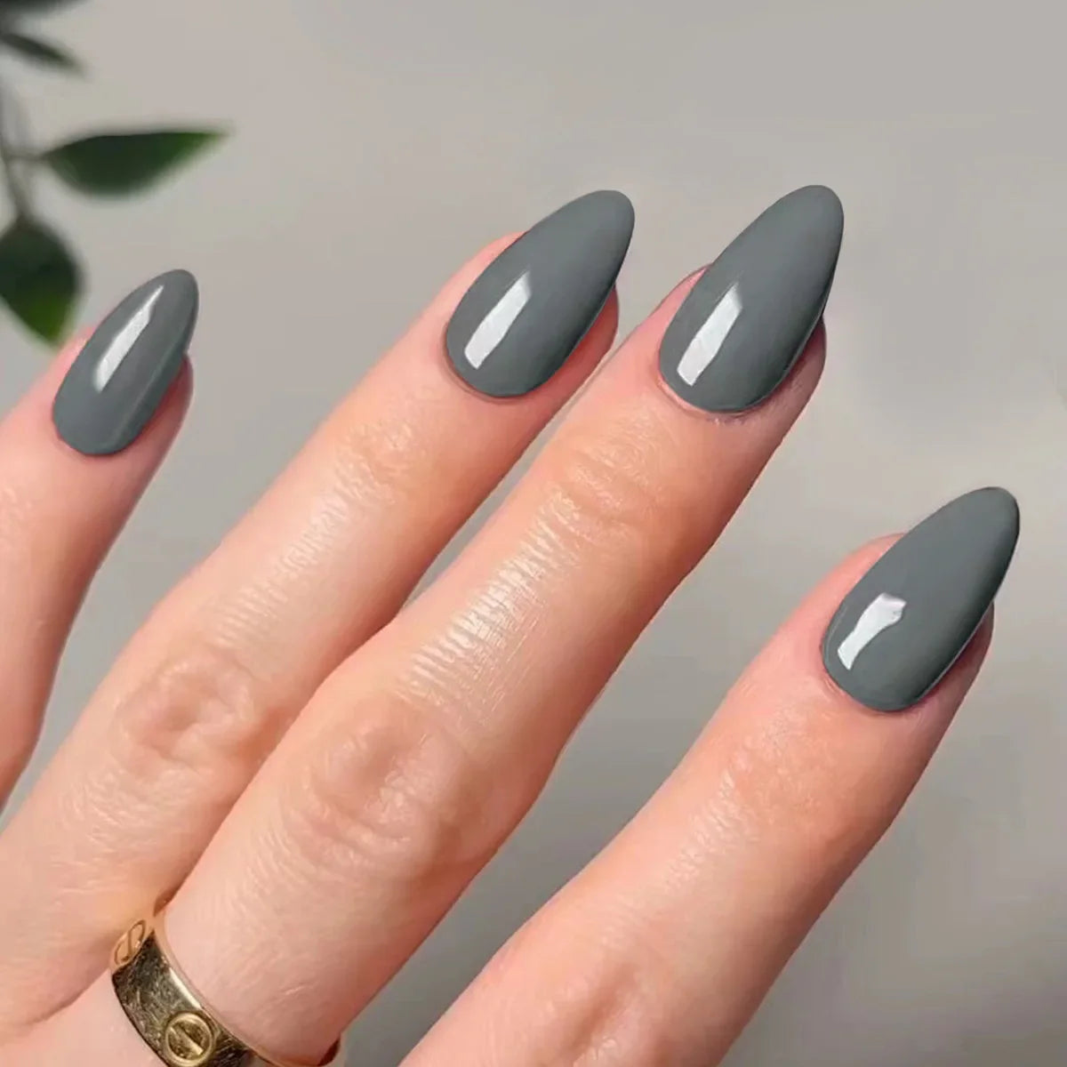 Classic Glossy Long Pointed Fake Nails Set-5
