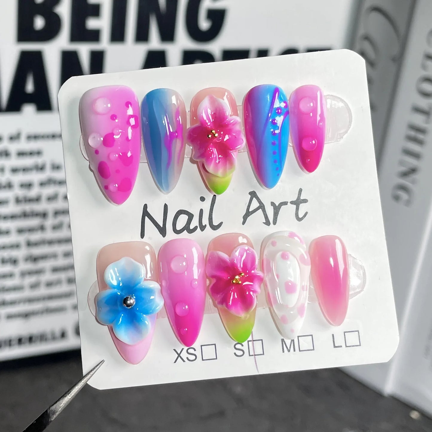 Glossy Almond French Press On Nails Set-1