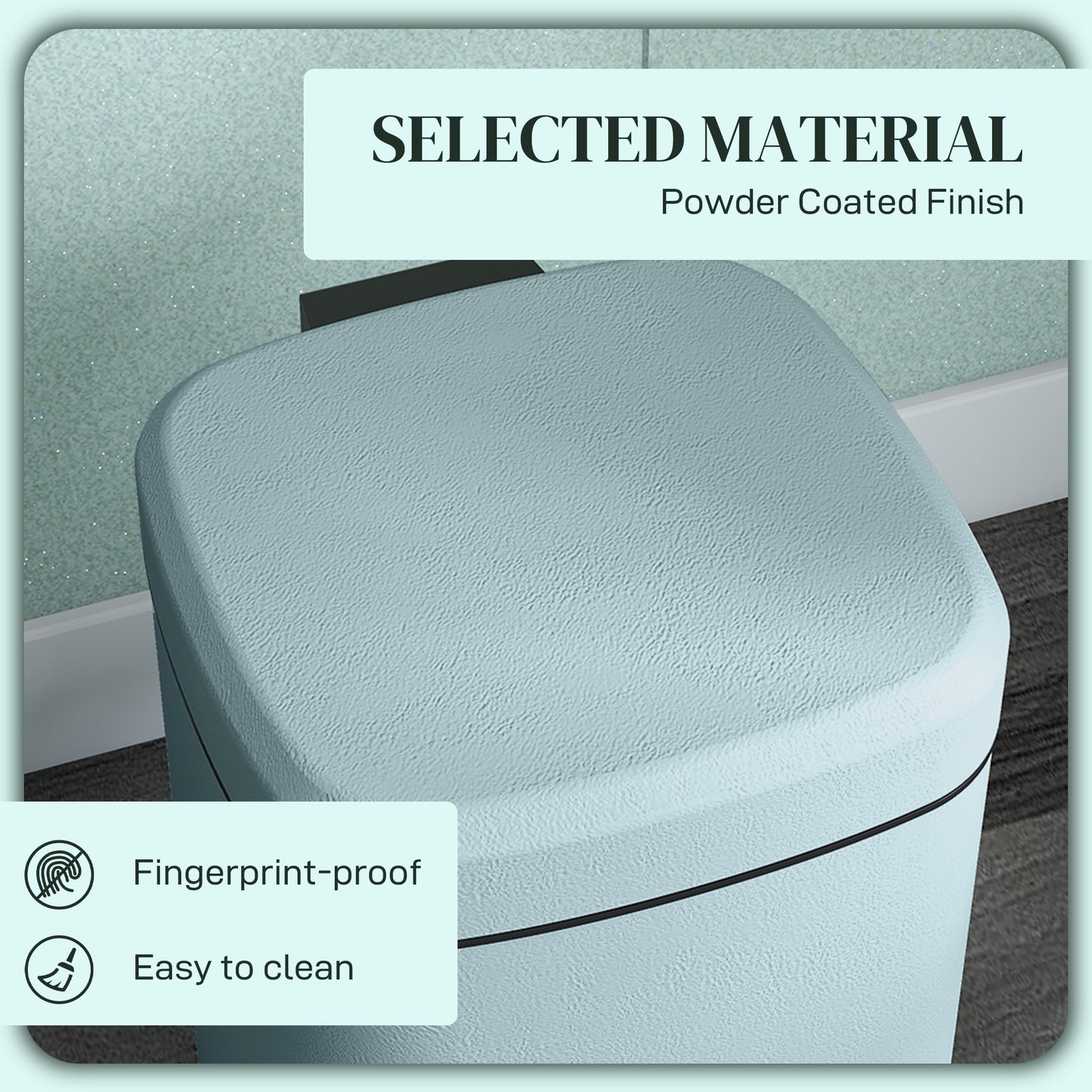 12 Litre Pedal Bin, Fingerprint Proof Kitchen Bin, Metal Rubbish Bin w/ Soft-close Lid, Foot Pedal & Removable Inner Bucket | HOMCOM-4