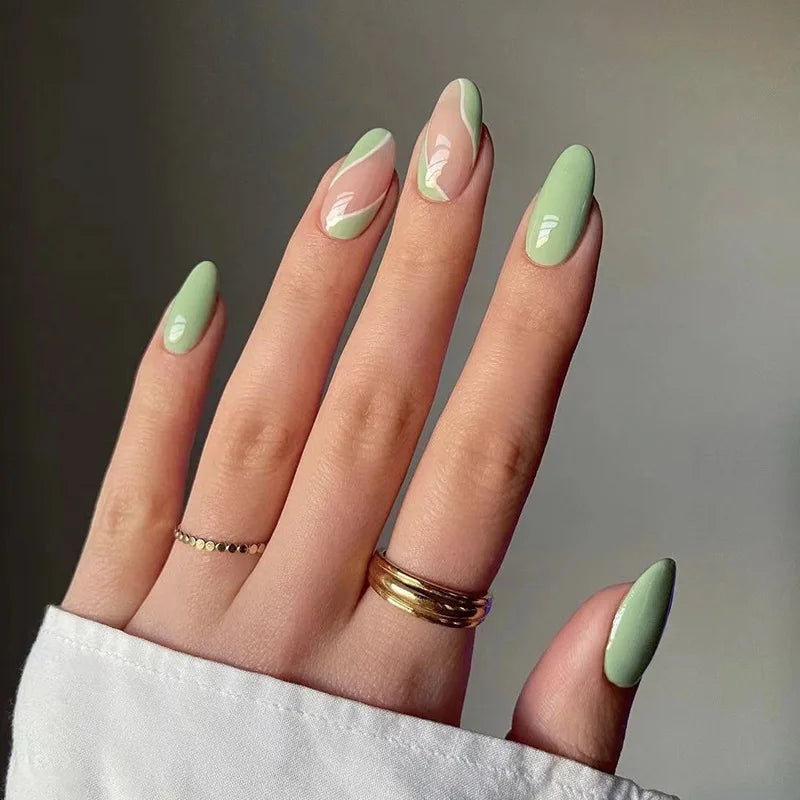 Almond Press On Nail Tips-44