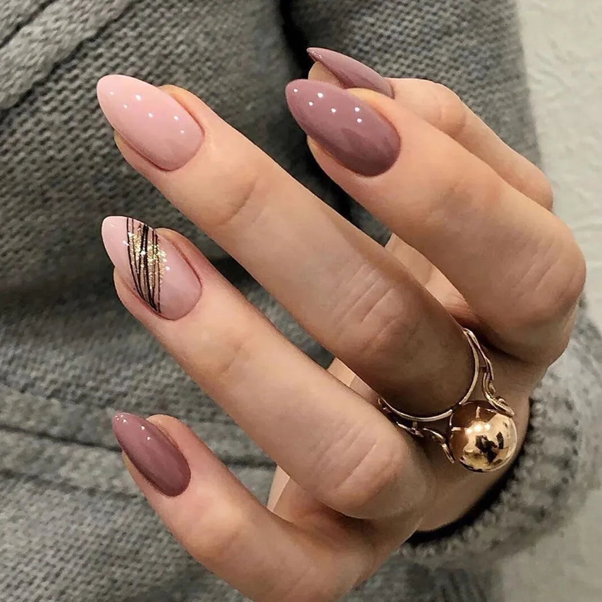 Almond Press On Nail Tips-57