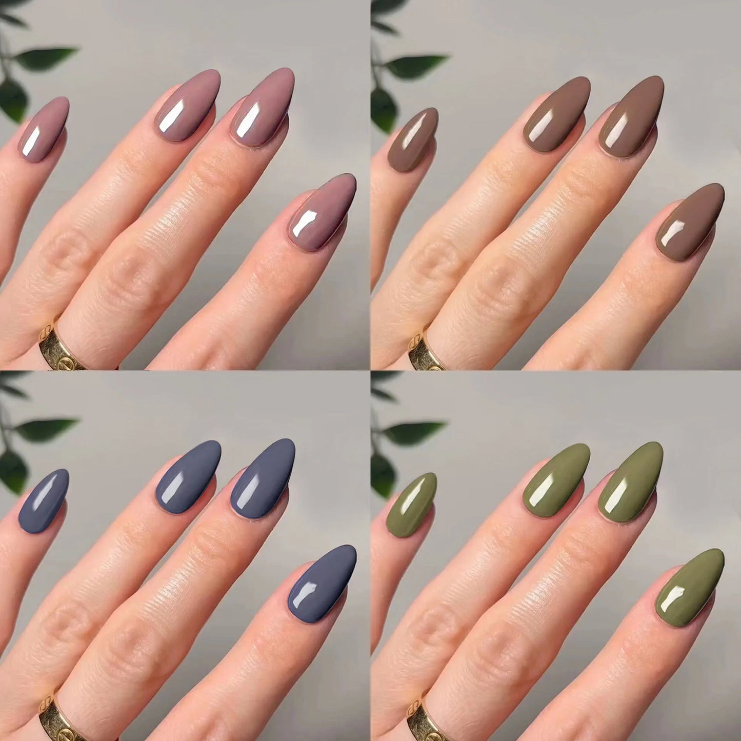 Classic Glossy Long Pointed Fake Nails Set-0