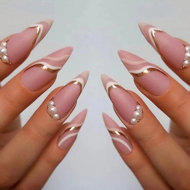 Almond Press On Nail Tips-46