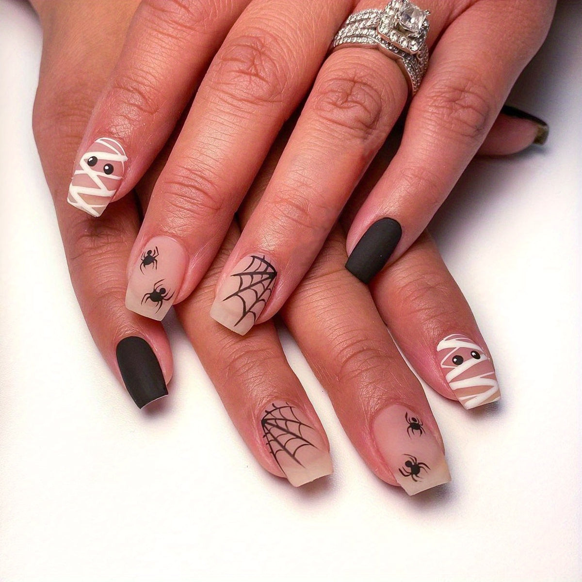 Spider Web Halloween Press On Nails-1