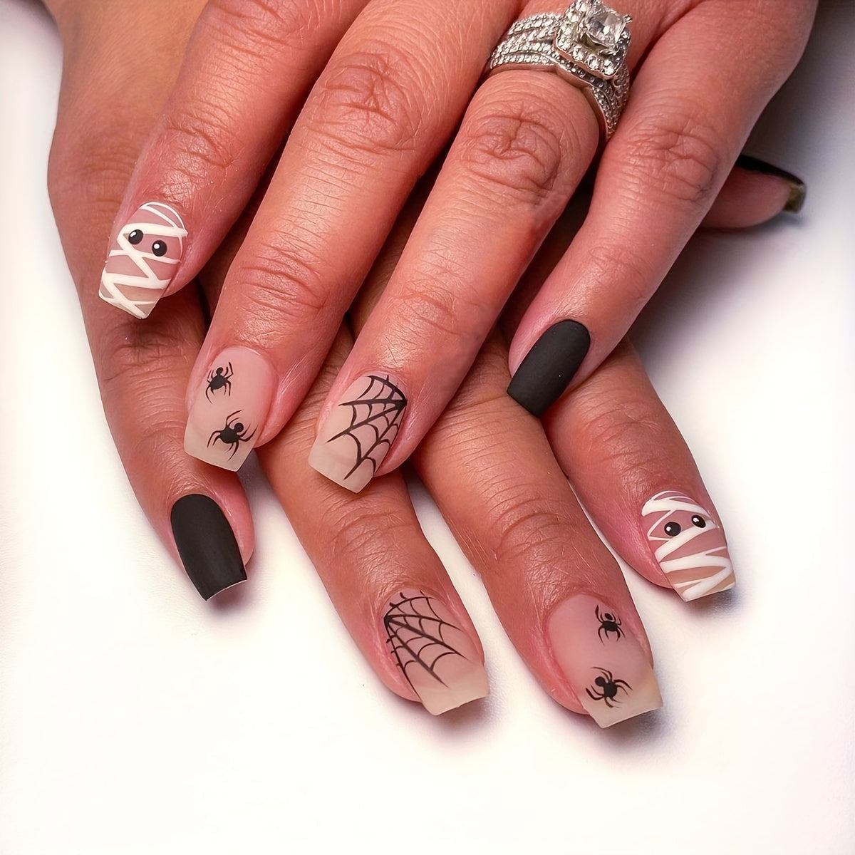 Spider Web Halloween Press On Nails-3