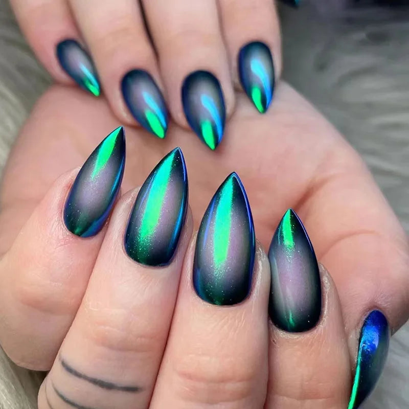 Striped Stiletto Press-On Nails-3
