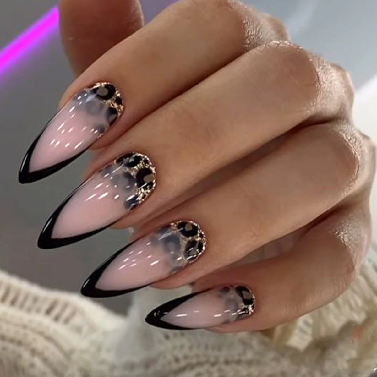 Striped Stiletto Press-On Nails-5