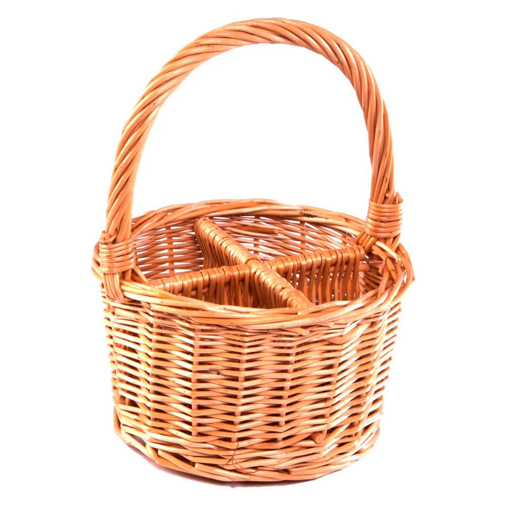 Wicker Round Cutlery or Glass Drinks Basket-0
