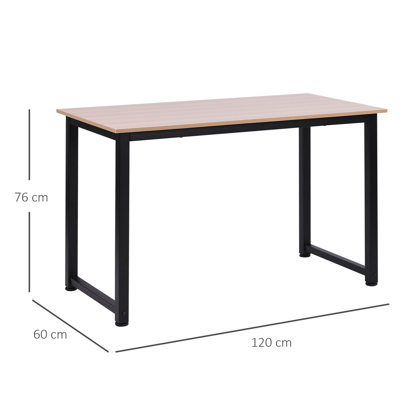 Computer Desk, PC Writing Table, Home Office Workstation, Adjustable Feet, Metal Frame in Oak Black | HOMCOM-1