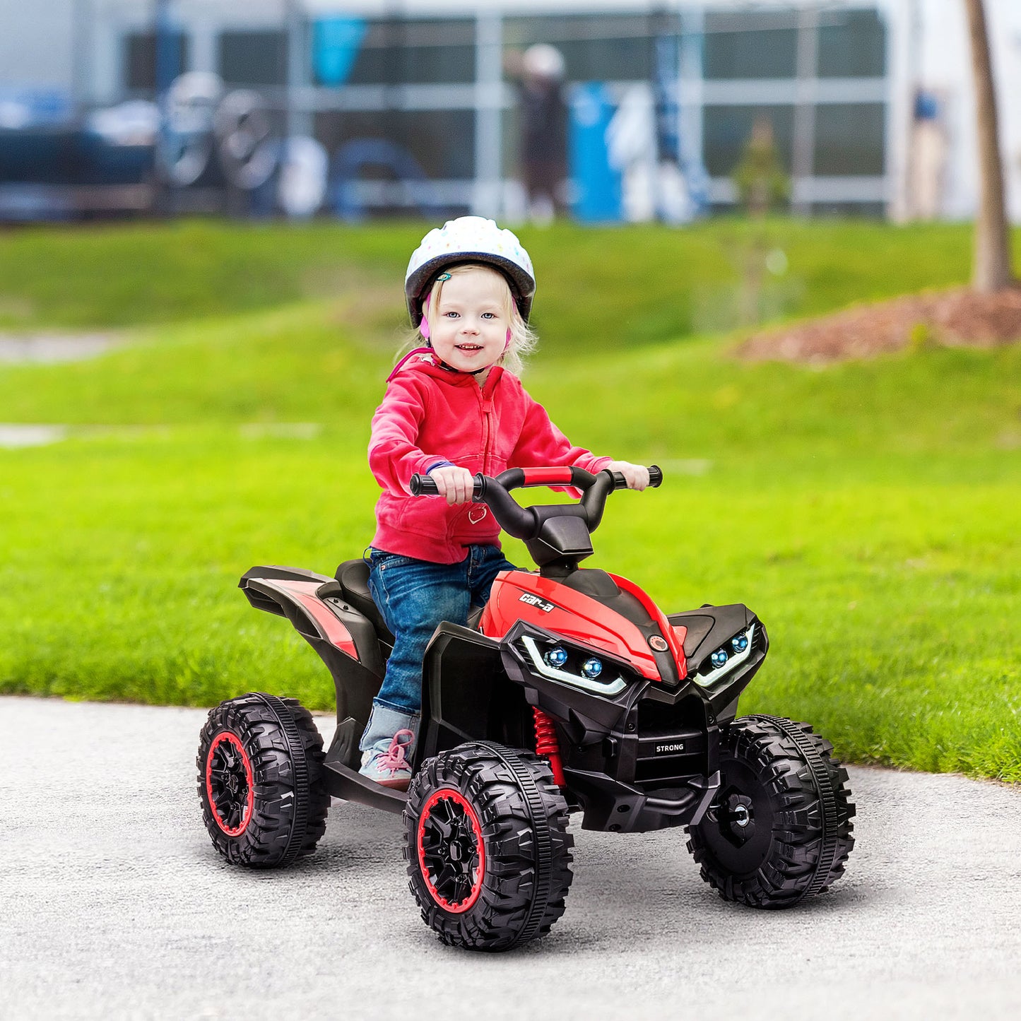 12V Ride-On Quad Bike w/ Music, Horn, for Ages 3-5 Years - Red | HOMCOM-8