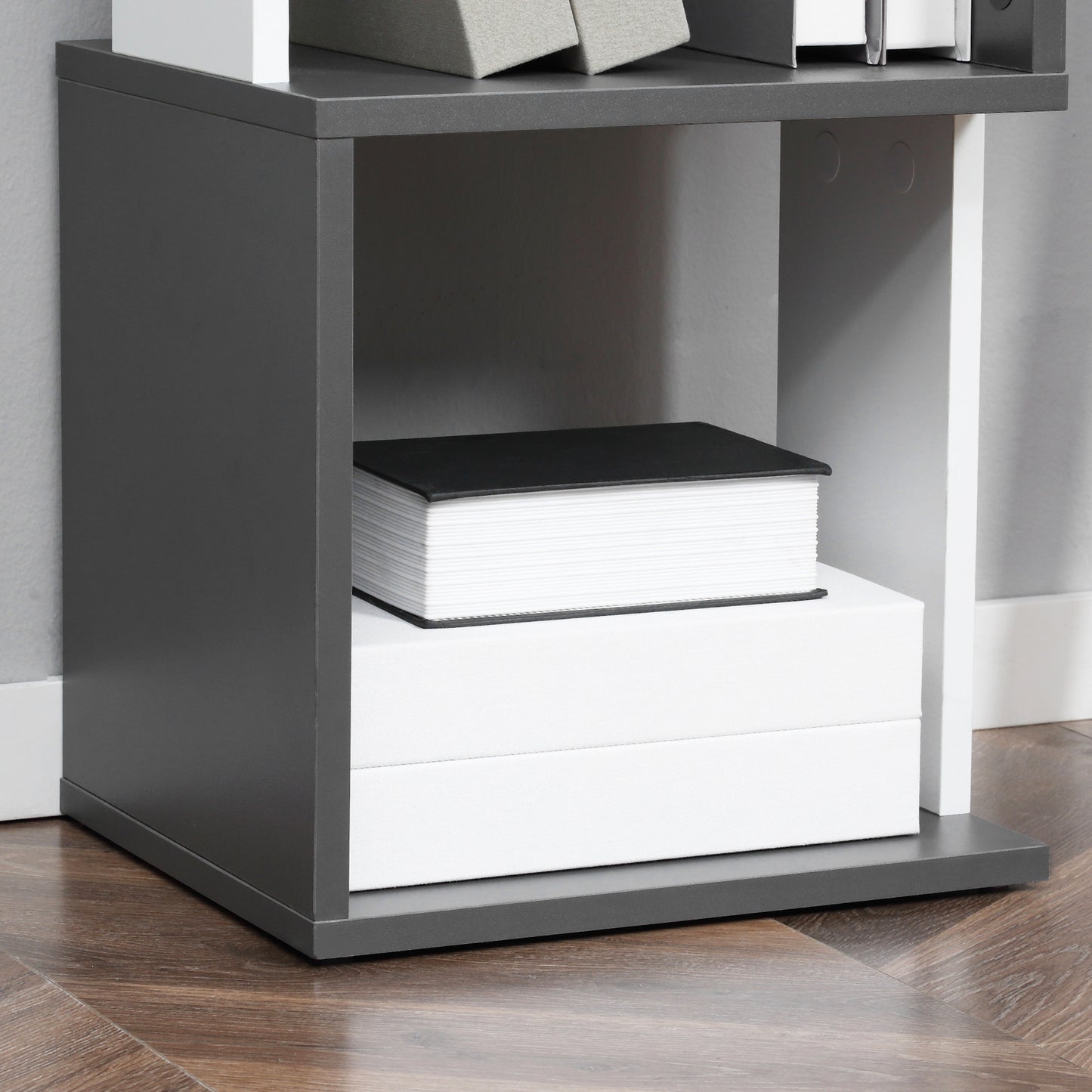 HOMCOM Modern 5-Tier Bookshelf, Freestanding Bookcase Storage Shelving for Living Room Home Office Study in Dark Grey-7
