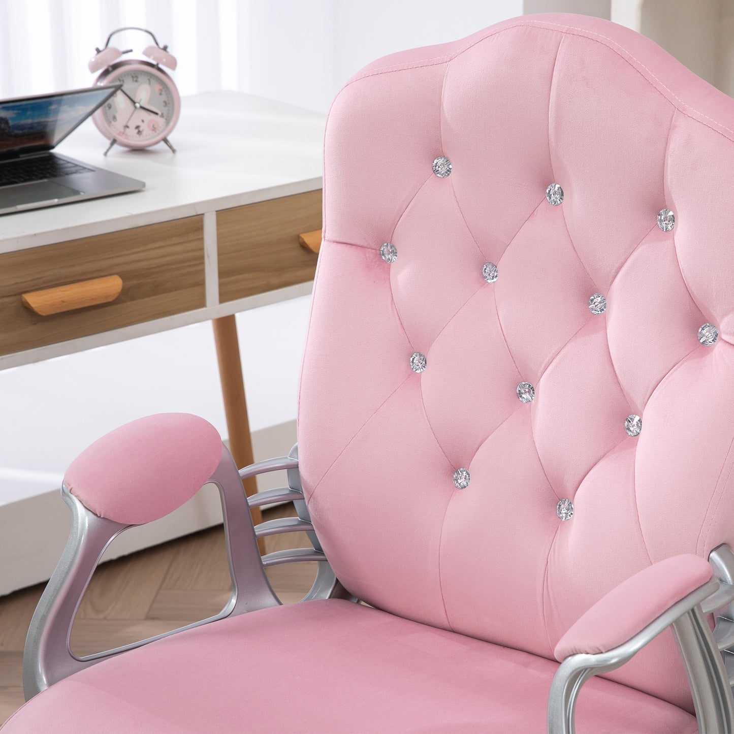 Vinsetto Computer Home Office Chair with 360 Degree Swivel Wheels, Adjustable Height, Tilt Function in Pink-7