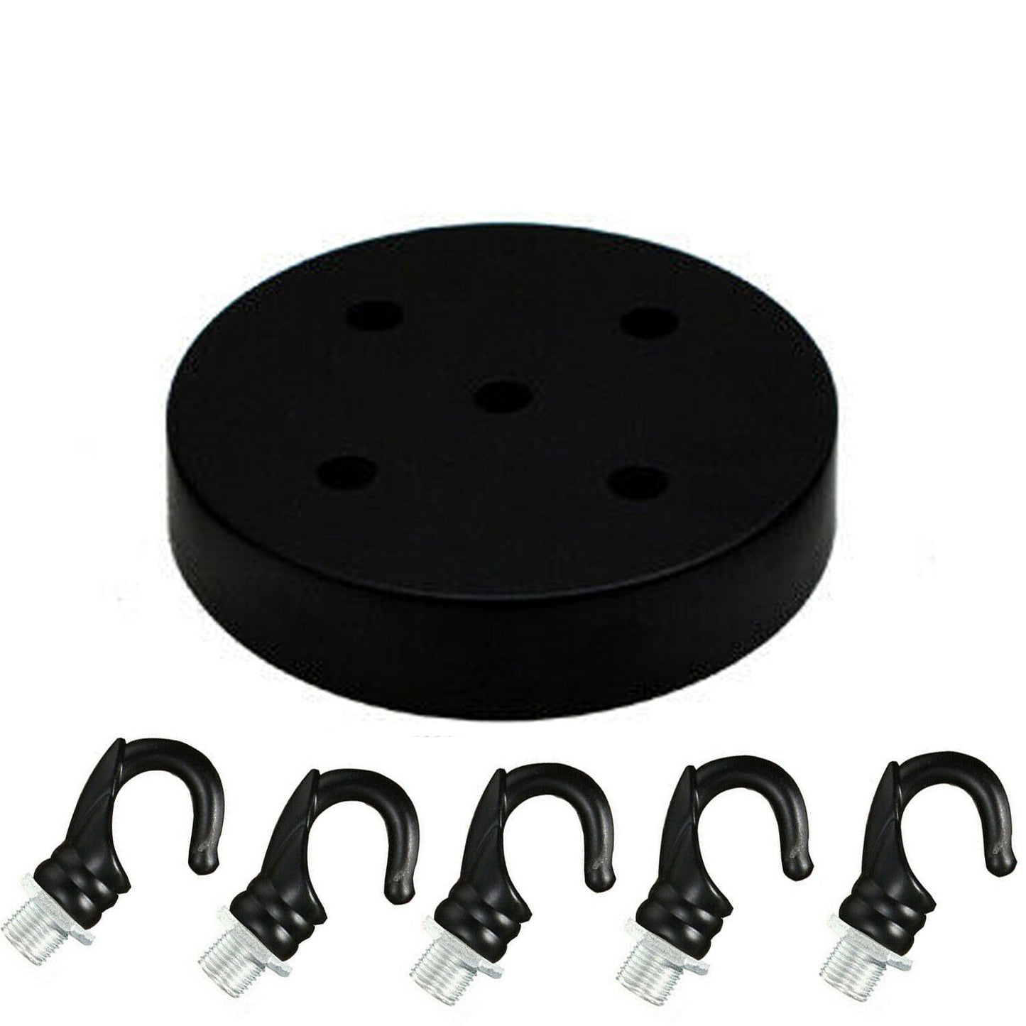 Black Ceiling Rose With Hook Pendant Light Fitting~2385-9