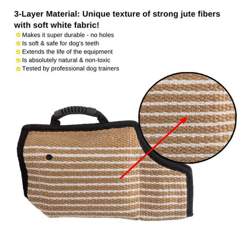 Strong Jute Dog Bite Sleeve Tug Work Puppy Training-5