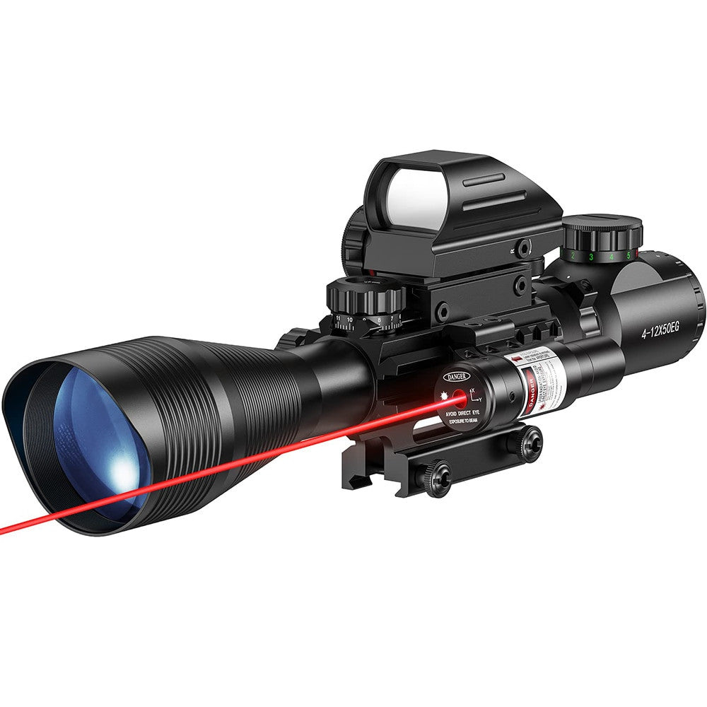 4-12x50EG Tactical 3 in 1 Scopes with Red Green Laser Sight Airsoft-6