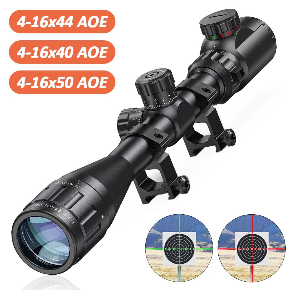 4-16x44 Tactical Rifle Scope Hunting Scope Red & Green Illuminated Optical Scope-0