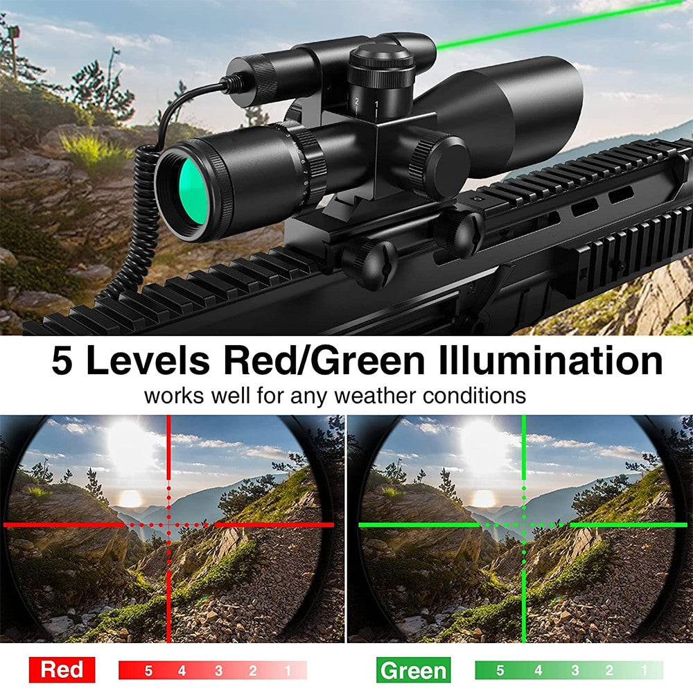 2.5-10x40E Red & Green Illuminated Rifle Scope Mil-dot Gun Scope Green Laser-5