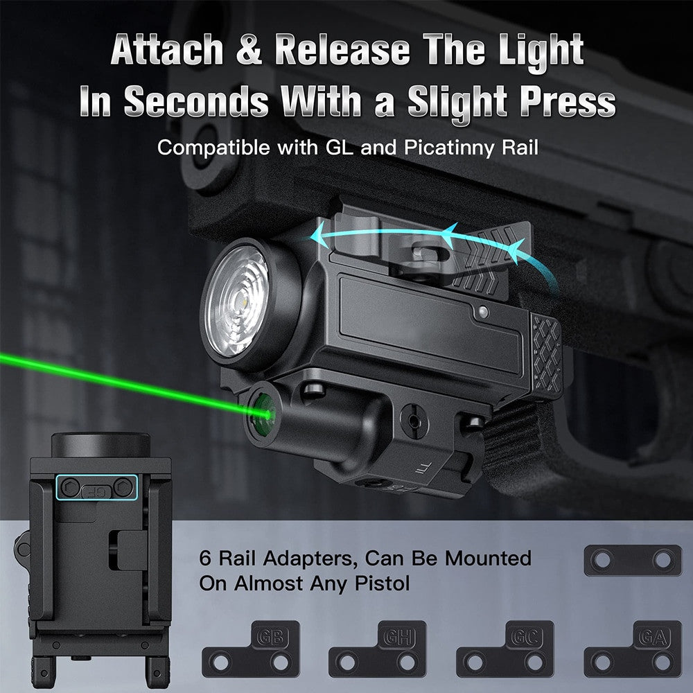 800 Lumens Pistol Light with Green Laser Tactical LED Airsoft-3