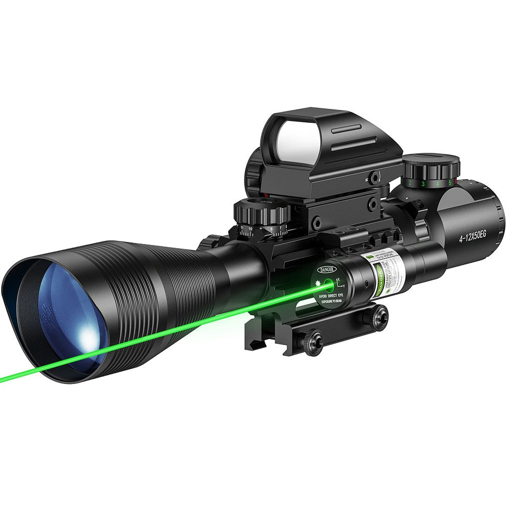 4-12x50EG Tactical 3 in 1 Scopes with Red Green Laser Sight Airsoft-7