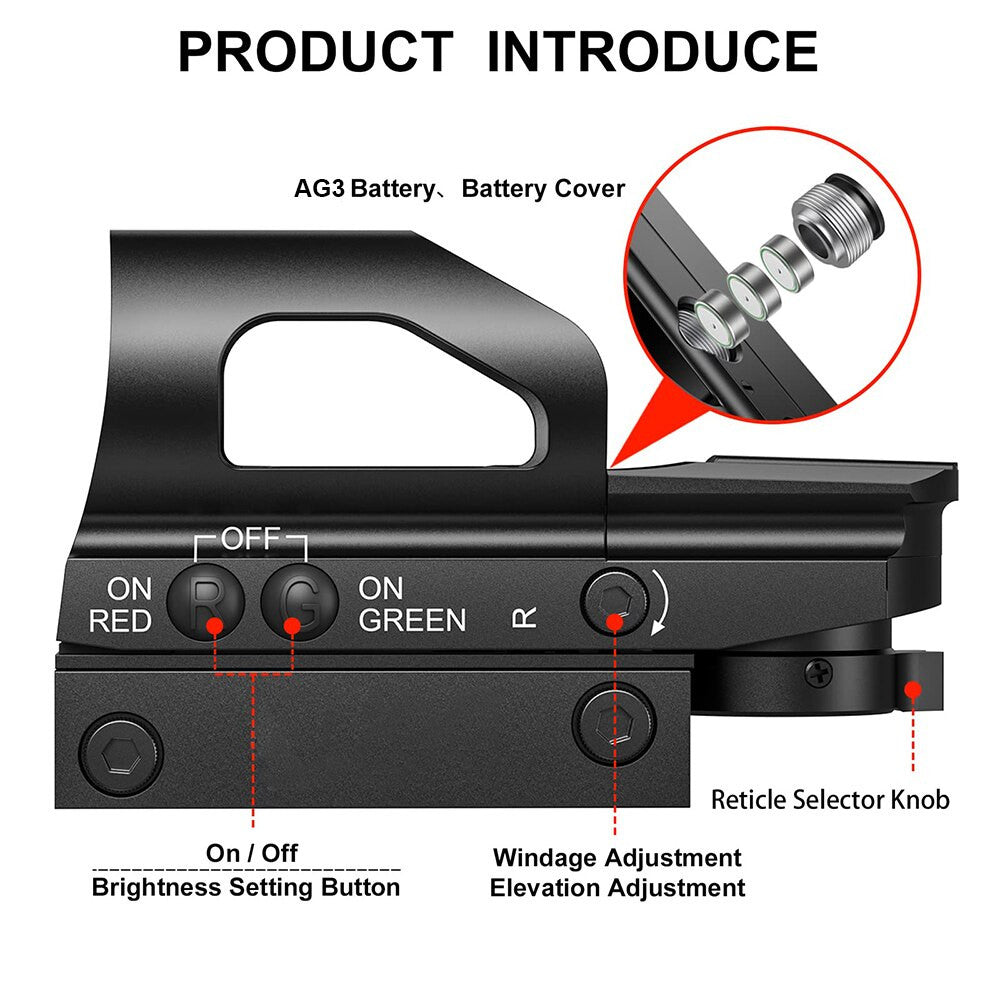 1x22x33 Red Green Dot Sight 4 Reticle Reflex Sight Airsoft-4