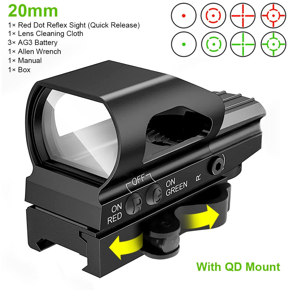 1x22x33 Red Green Dot Sight 4 Reticle Reflex Sight Airsoft-6